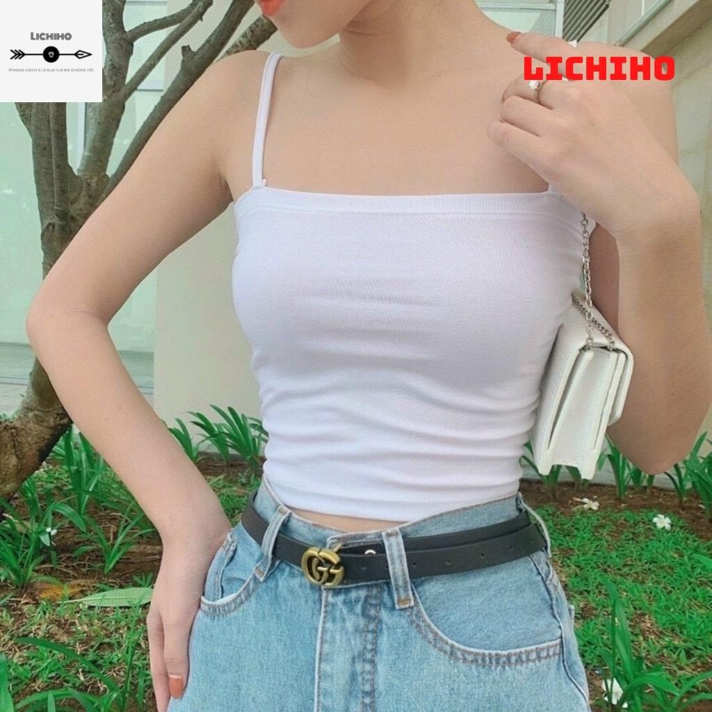 Áo croptop hai dây ôm body CT04 lichiho áo thun nữ ulzzang chất lượng | BigBuy360 - bigbuy360.vn