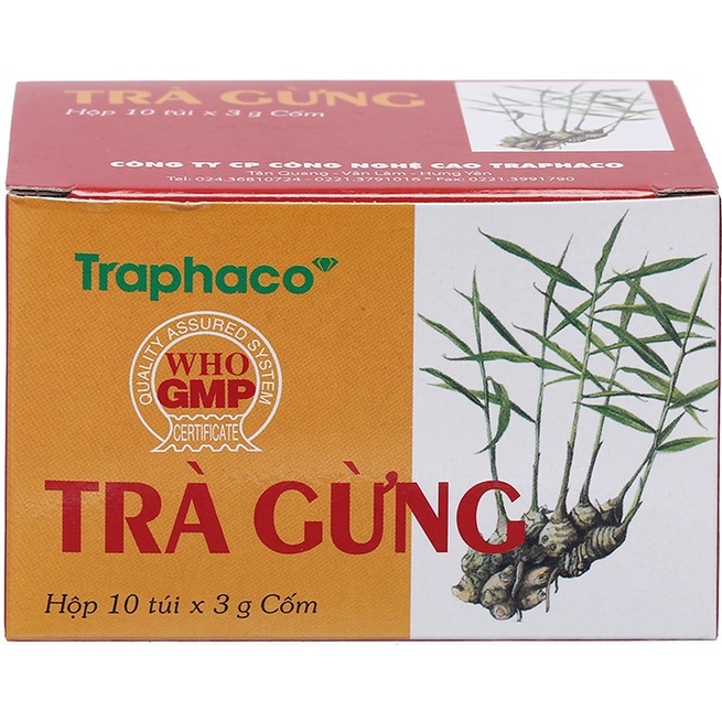 Trà gừng hòa tan Traphaco giảm đau bụng, đầy trướng hộp 10 túi