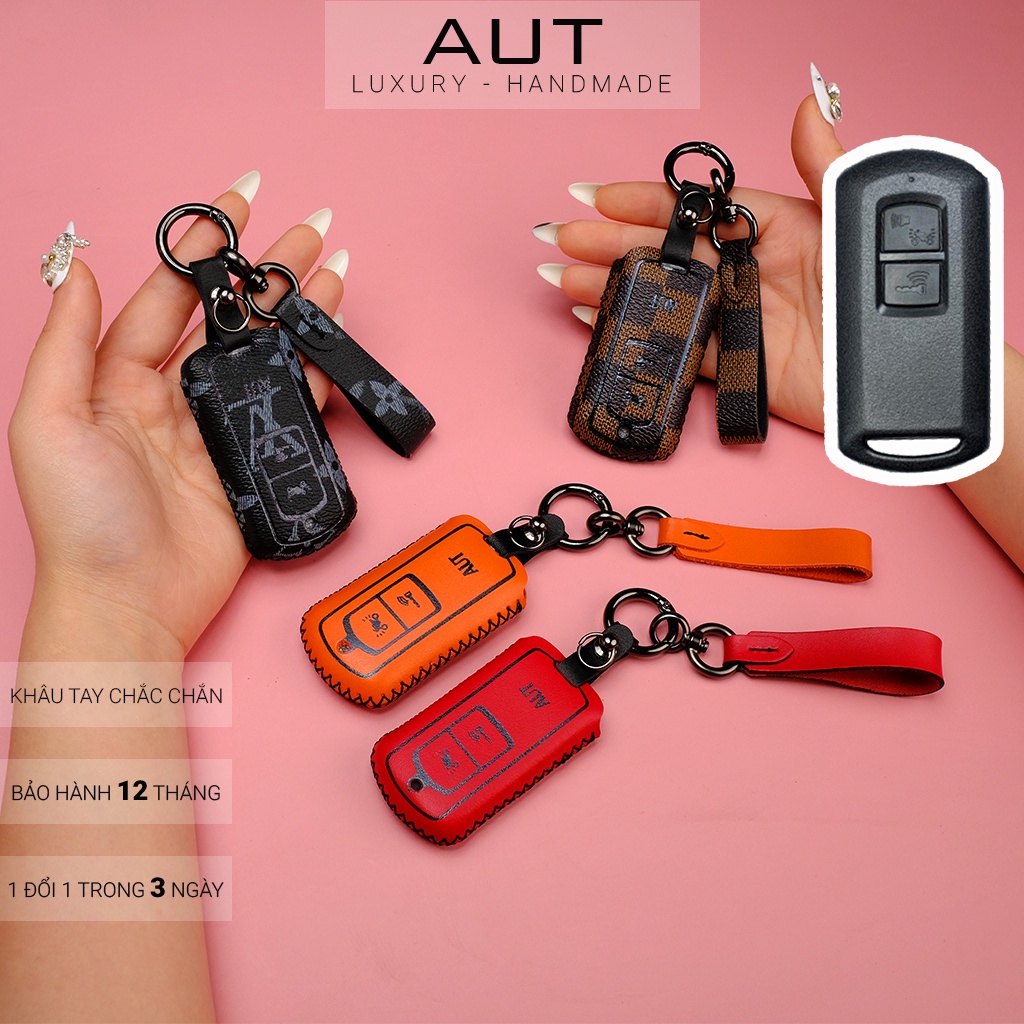 Ví da đựng chìa khóa smartkey Honda Air Blade Lead Vision Vario 150 Click Scoopy ABKV AD có tay cầm