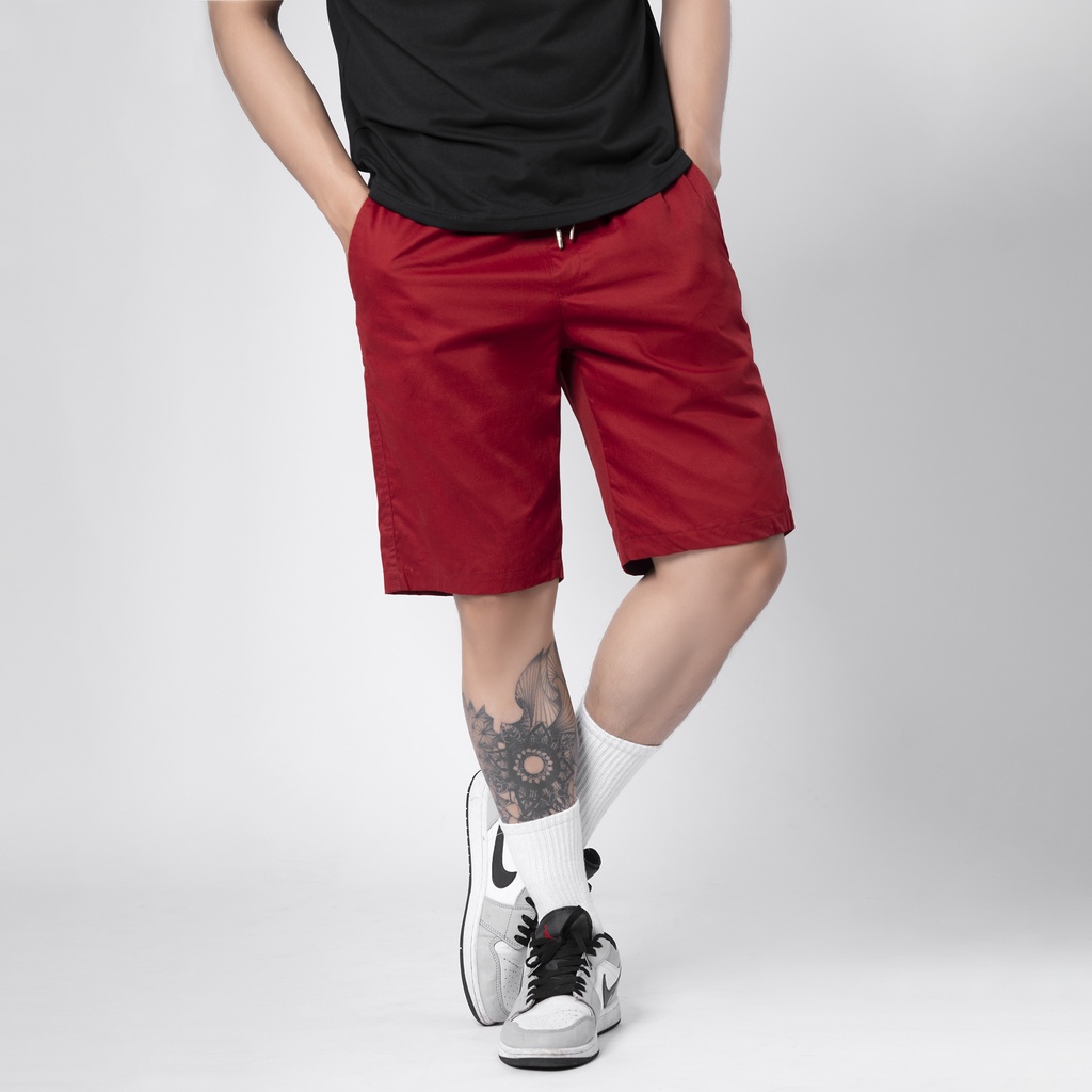 Quần short kaki nam THE 1991 cạp chun kèm dây rút