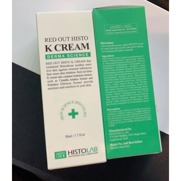 Kem dưỡng phục hồi vitamin K, peptide, B5, tinh chất rau má centella Red Out Histo K Cream Histolab
