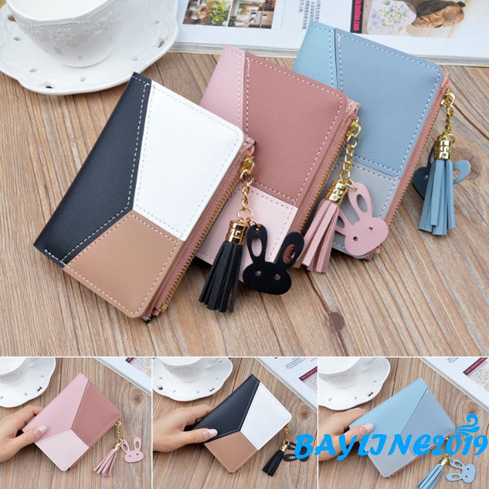 hღ✯Ví ngắn nữ Ví nhỏ bằng da nữ gấp đựng tiền xu Ví đựng tiền