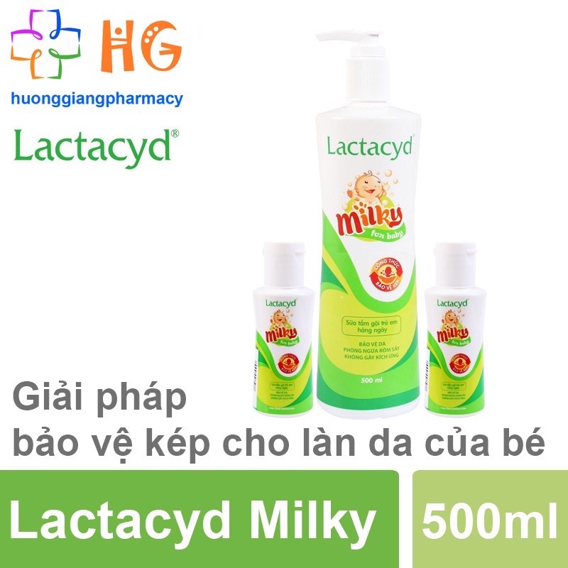 Sữa tắm gội Lactaxyd milky cho bé,ngừa rôm sảy cho bé từ sơ sinh chai 250ml