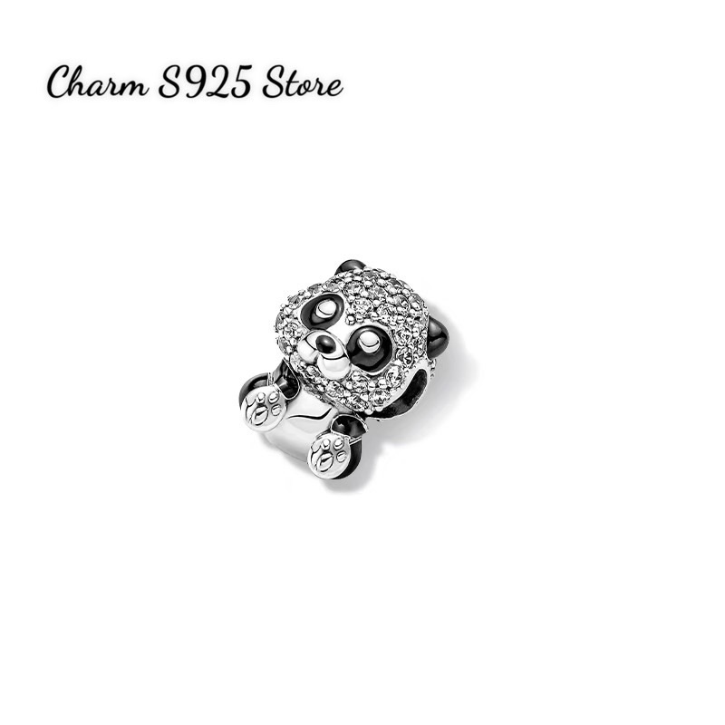 CHARM PAN ALE HÌNH GẤU ĐÍNH ĐÁ BẠC S925 CAO CẤP