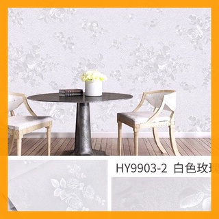 10m giấy dán tường sẵn keo hoa hồng hoa văn nổi (10m x 45cm / cuôn) màu trắng