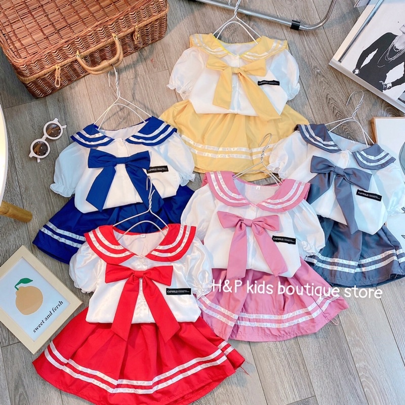 🎀 SET ÁO SƠ MI VÀ VÁY XOÈ KIỂU DÁNG THUỶ THỦ MẶT TRĂNG 🎀