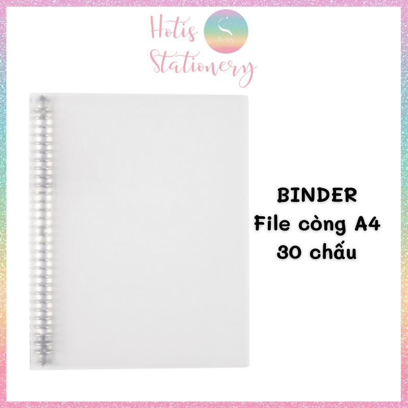 [HOTIS] Binder File còng sắt A4 30 chấu bìa nhựa PP vân chéo