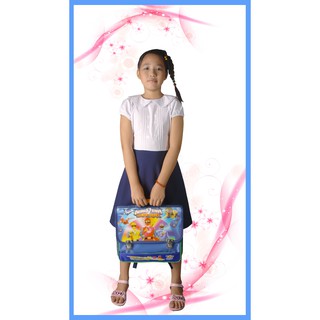Đầm học sinh xếp ply thêu cấp 1 & 2