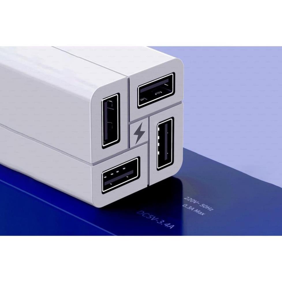 Củ sạc nhanh 4 cổng USB, củ sạc cùng lúc nhiều thiết bị chân gập Remax WK WP-U73 3.4A - BH 6 tháng chính hãng