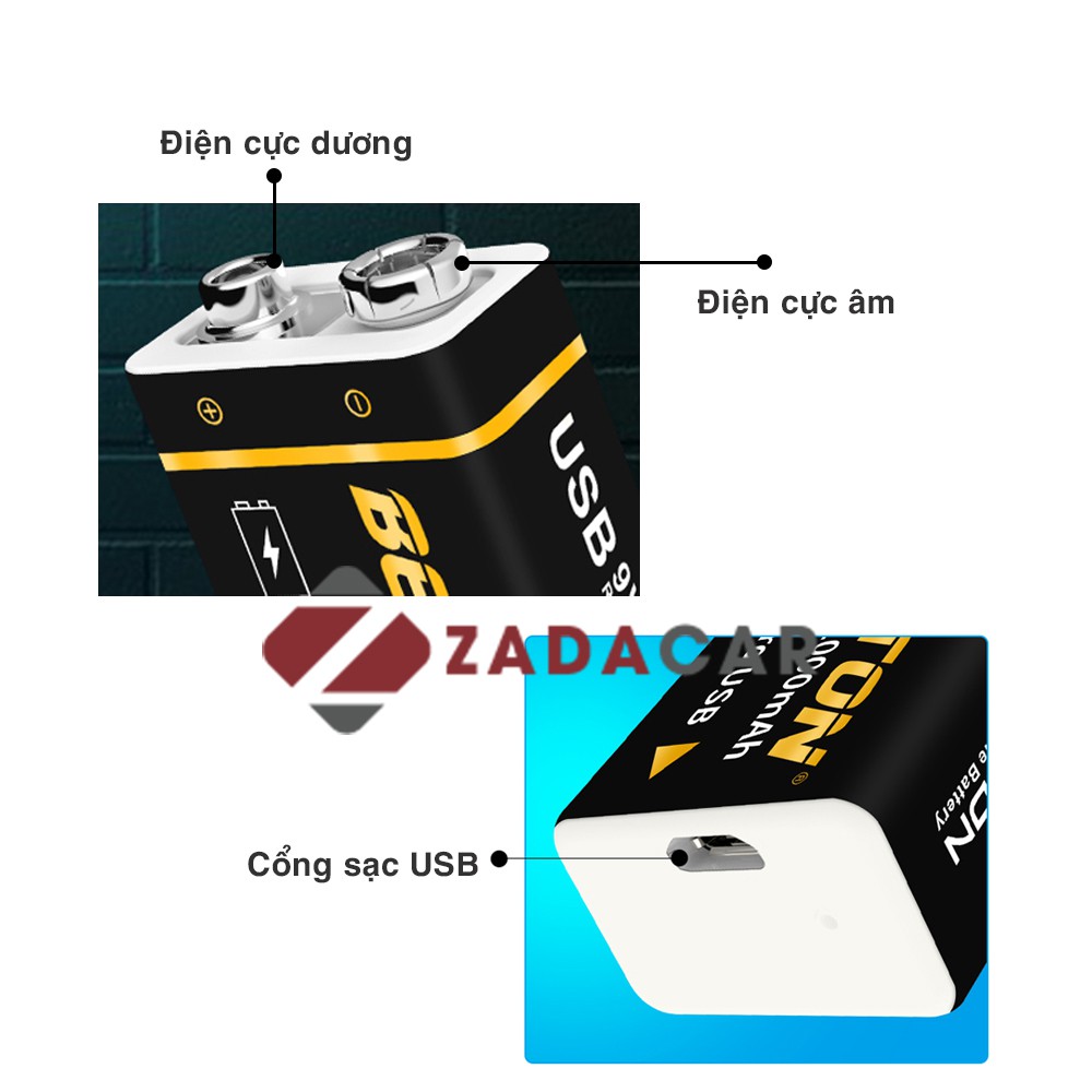 Pin trụ Lithium 1000mAh chính hãng Beston có cổng sạc trực tiếp tuổi thọ 2-5 năm – Pin vuông Beston