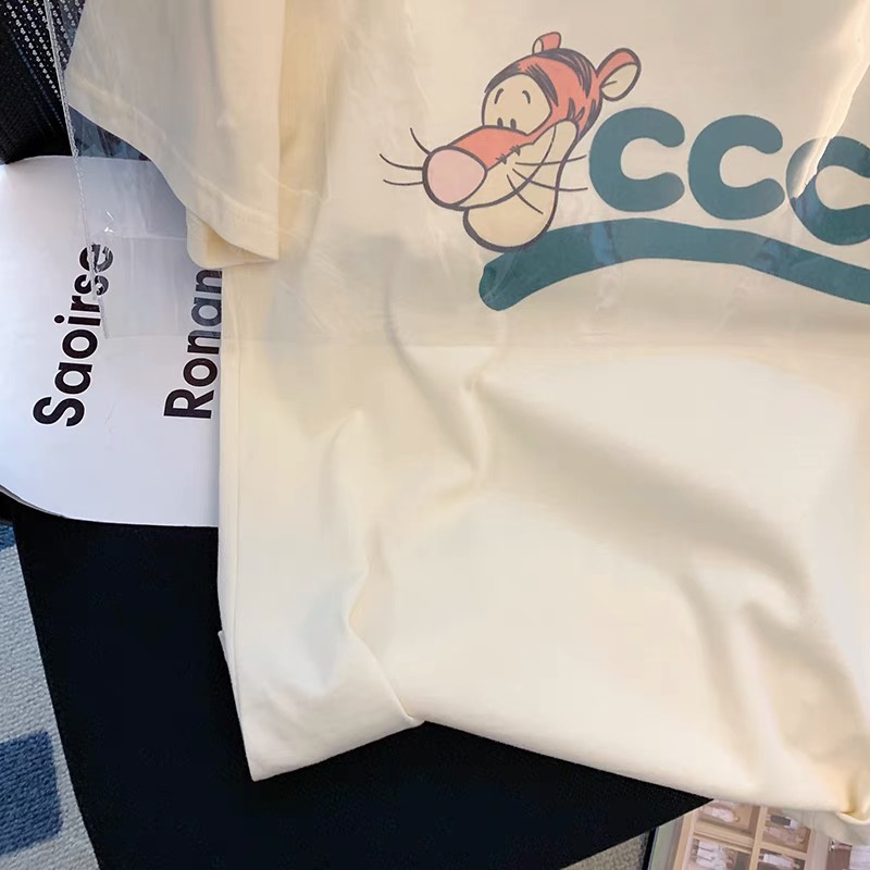 Áo Thun Dáng Rộng Họa Tiết Hoạt Hình Đơn Giản Thời Trang Mùa Hè Cho Nữ