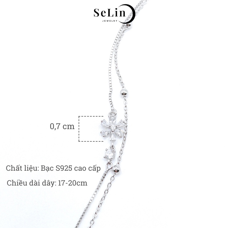 Lắc tay bạc 925 nữ cao cấp hoa đính đá lấp lánh nữ tính SELIN JEWELRY - 0082