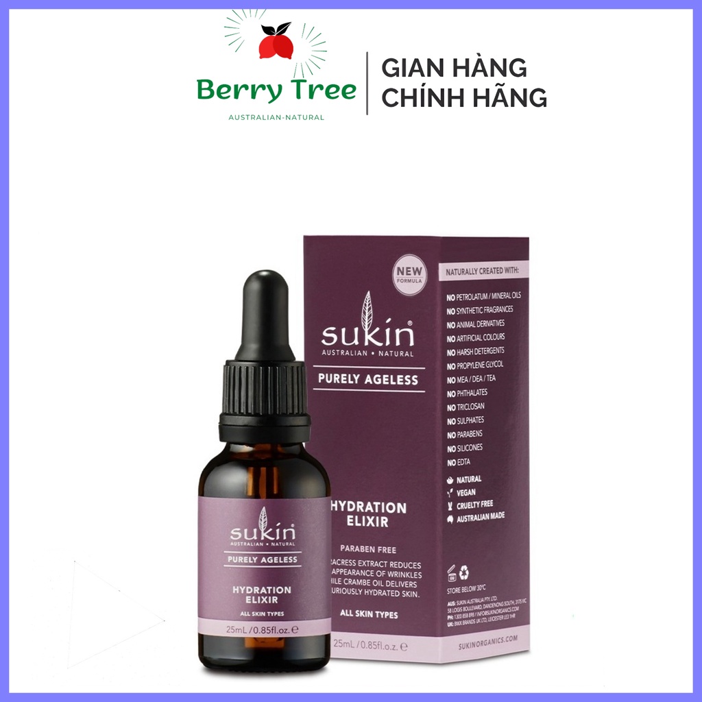 Nước Thần Ngừa Lão Hóa &amp; Dưỡng Da Căng Mịn Sukin Purely Ageless Hydration Elixir 25ml (BR)