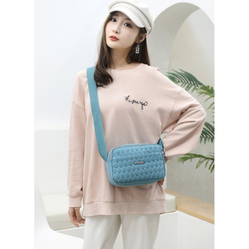 Túi xách nữ Túi đeo chéo vai màu đen/hồng chống nước phong cách Hàn Quốc cho nữ-77