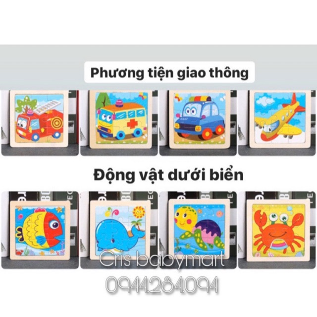 Tranh Ghép 9 Mảnh Bằng Gỗ Cho Bé - Phát triển tư duy, khả năng quan sát