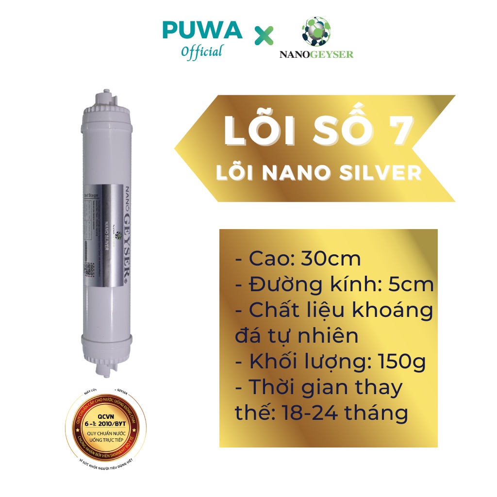 Lõi lọc nước số 7, Lõi Nano Silver Ag+ Dùng cho các dòng máy lọc nước RO, NANO, UF, Geyser, Kangaroo, Karofi, Aqua...