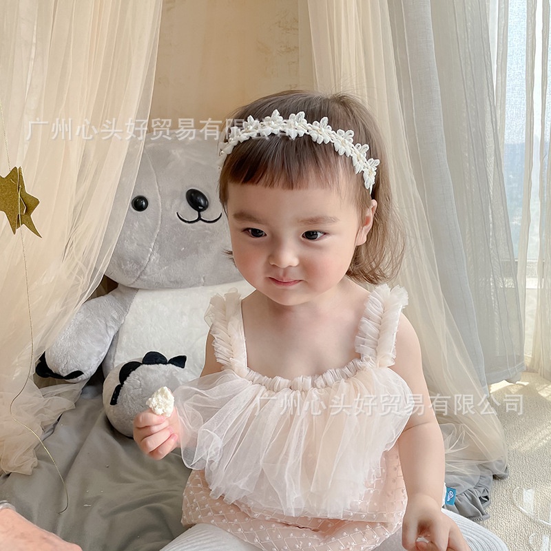 Băng đô ren đính hạt phong cách hàn quốc bé gái