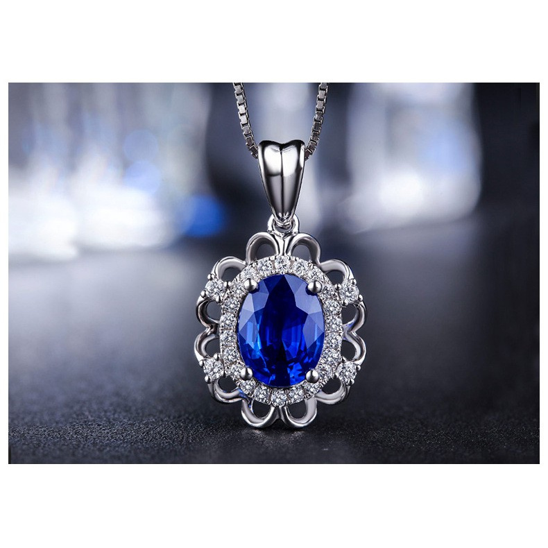 Mặt Dây Chuyền Đính Đá Sapphire Cao Cấp Phong Cách Âu Mỹ Dành Cho Nữ 18k