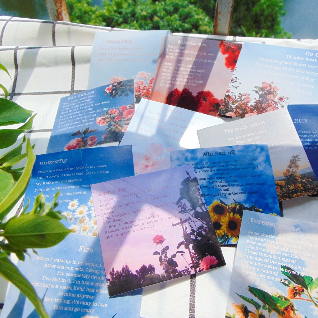Bộ 12 Miếng Dán Trang Trí Hình Lời Bài Hát Của BTS | BTS songs lyrics sticker