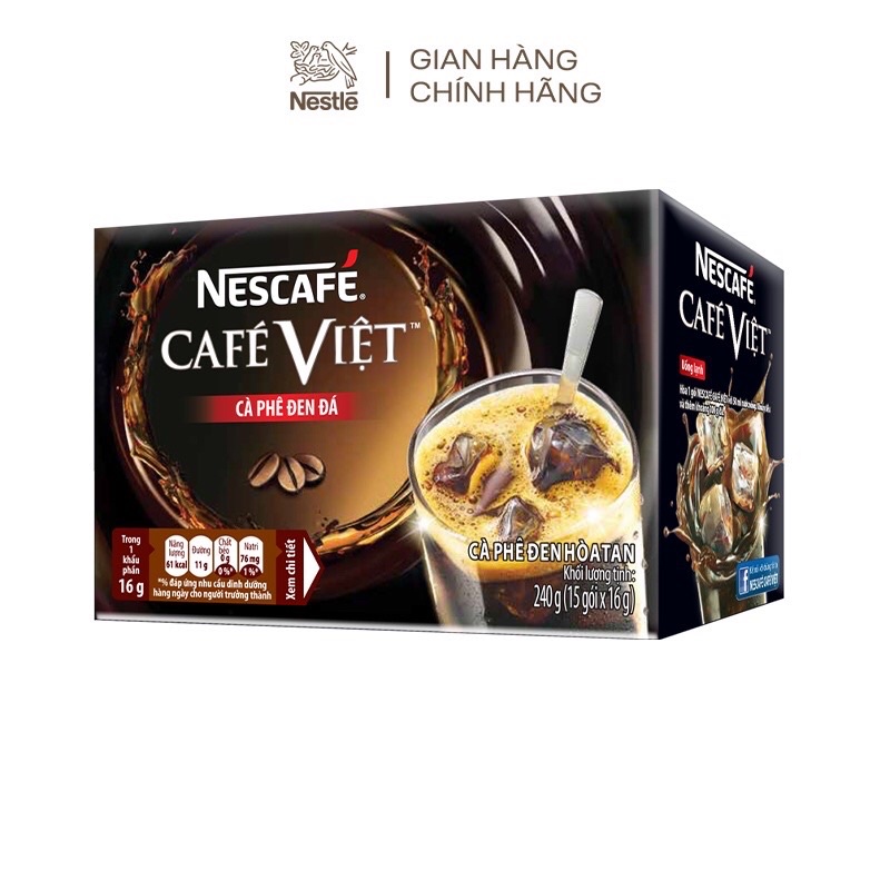 Cà Phê Hoà Tan Nescafe Cafe Việt Cà Phê Đen Đá Hộp 15 Gói chính hãng