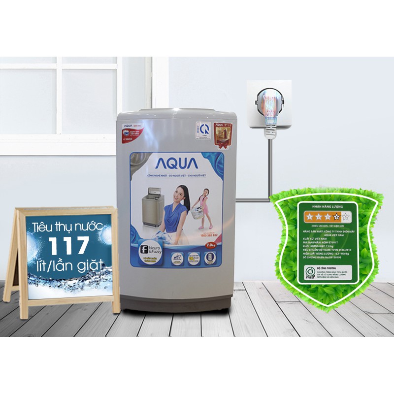 Máy giặt Aqua 7.2 Kg AQW-S72CT, H2 (Miễn phí giao tại HCM-ngoài tỉnh liên hệ shop)