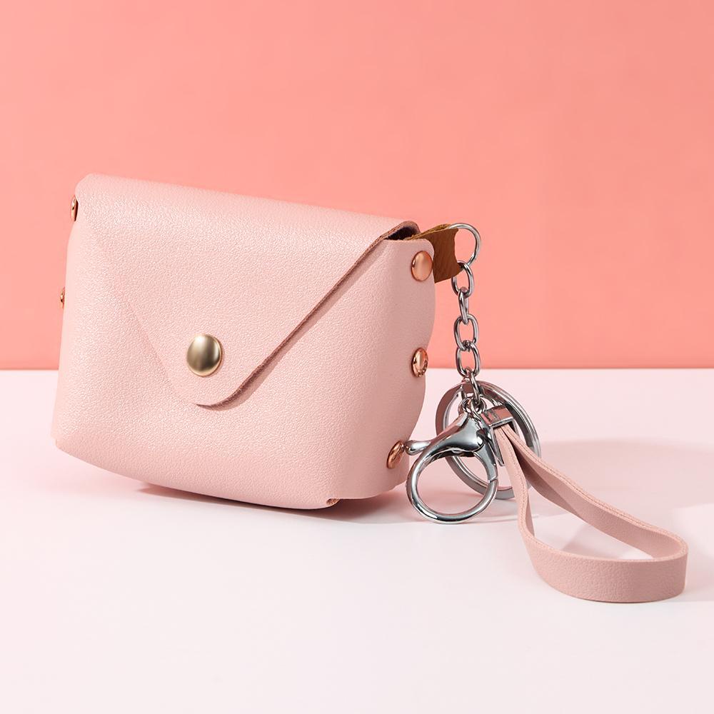 Ví Da PU Mini Màu Trơn Đựng Chìa Khóa