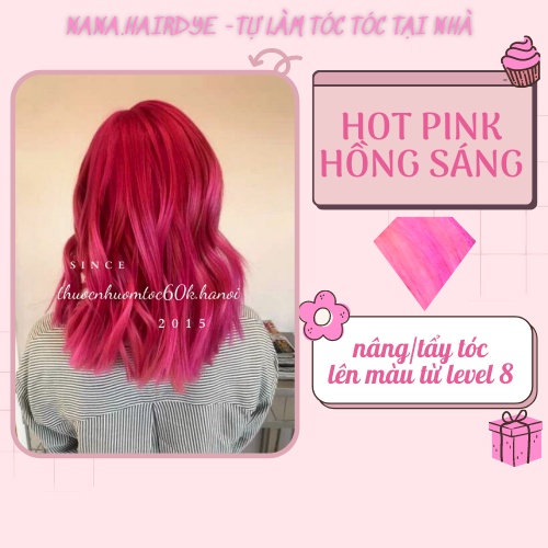 Thuốc nhuộm tóc màu Hồng Sáng/ Hot Pink tặng trợ dưỡng găng tay