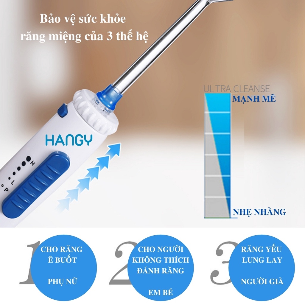 Combo máy tăm nước gia đình HANGY HF-9 và và bàn chải điện đánh răng 3D LEYUYO HANGY