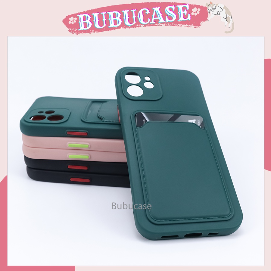 Ốp Dẻo Màu Trơn Kèm Ví Màu Đựng Thẻ Dành Cho IPhone - Full Dòng - Hàng Loại 1