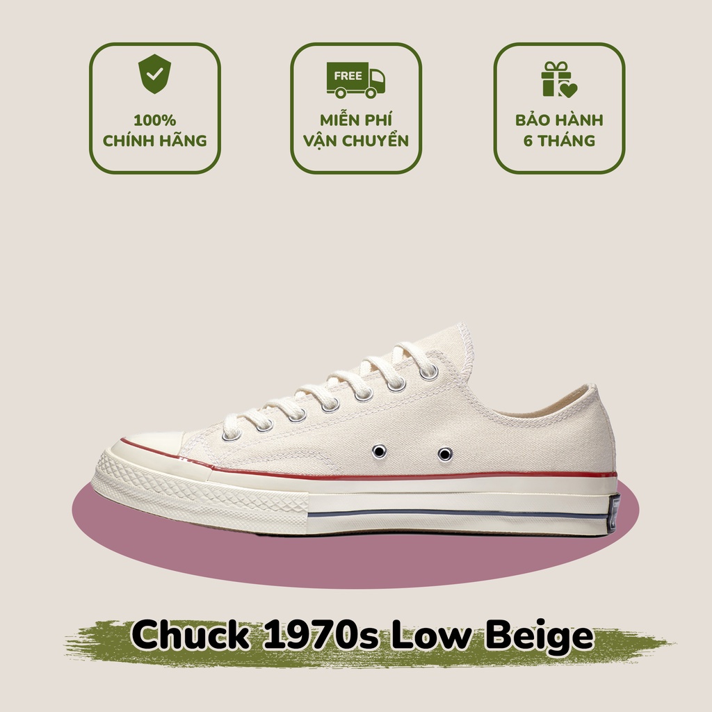 Giày sneaker Converse 1970s Chuck màu kem cổt thấp CHÍNH HÃNG