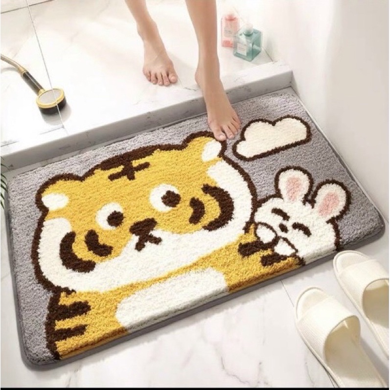 Thảm chân lông cừu 3D hoạ tiết hình thú kích thước 40x60 , chống trơn ,chống trượt thấm hút tốt tiện lợi với mọi nhà