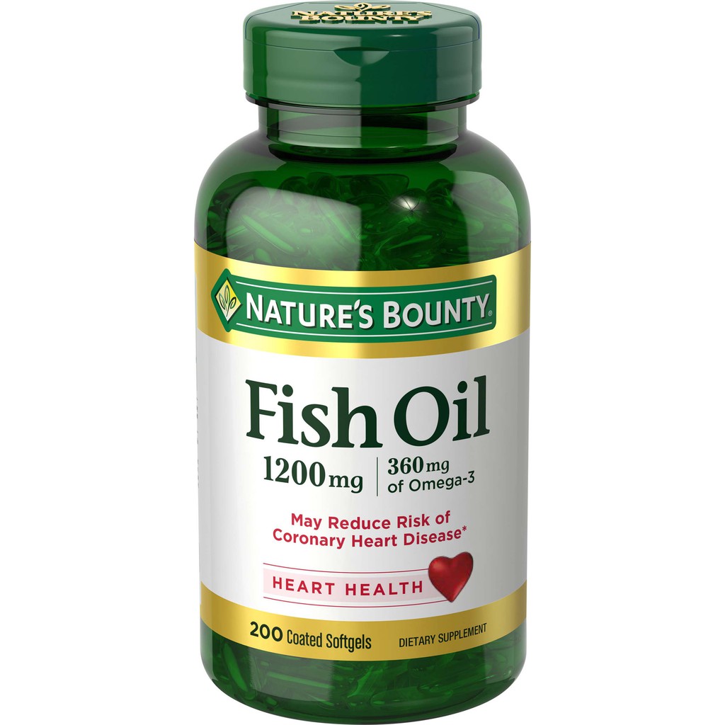 [DATE 2022] Dầu cá Nature's Bounty Fish Oil Coated Softgels 1200 Mg ( 180 / 200 viên )