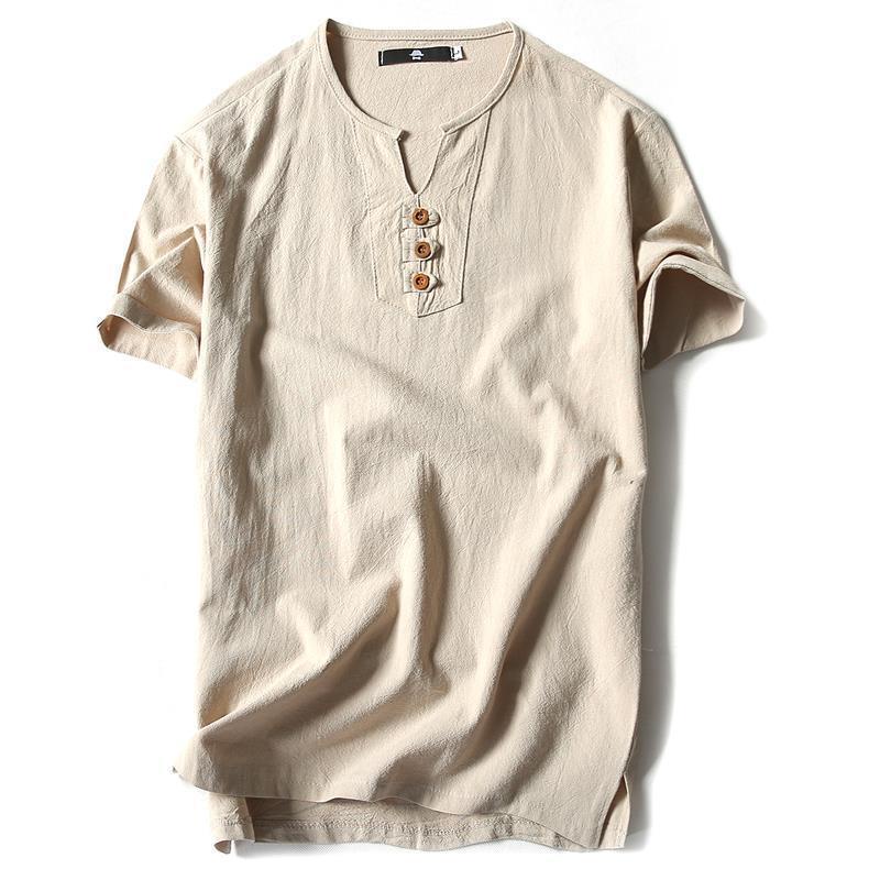 Áo Thun Cotton Cổ Chữ V Tay Lửng Dáng Rộng Thời Trang Mùa Hè Cho Nam 2022