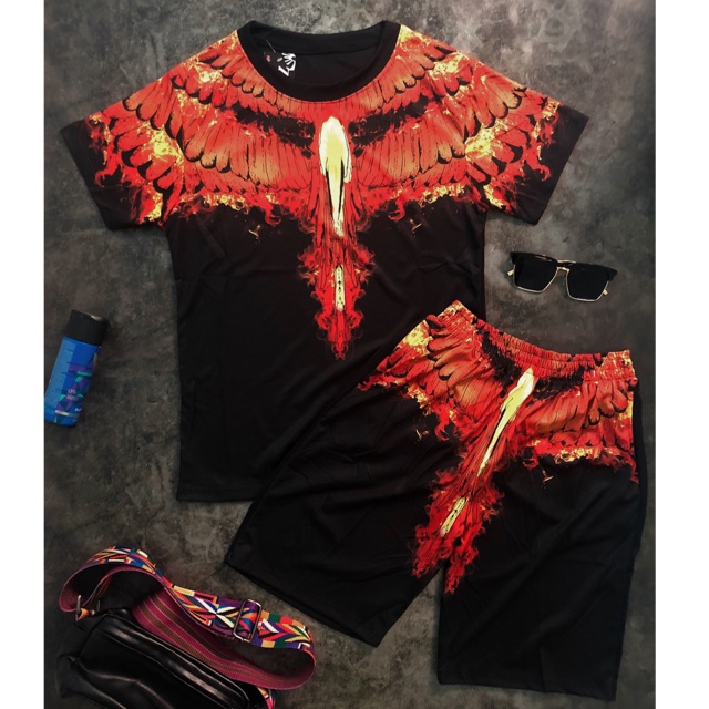 Áo thun_áo thun nam hè cánh chim thời trang nam burlon cam in chìm