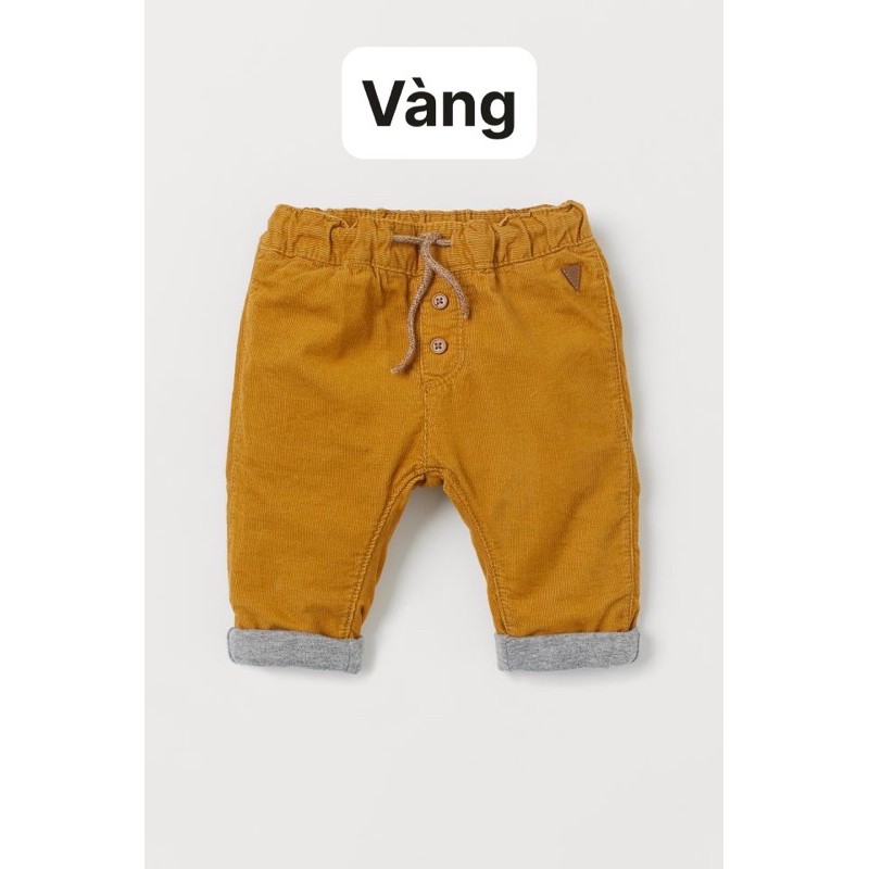 sẵn quần nhung vàng 2 lớp dày dặn Hm UK chuẩn phom to