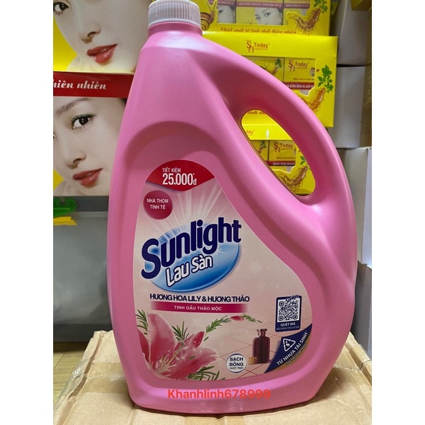 Nước lau sàn Sunlight can 3,6kg ( mầu hồng )