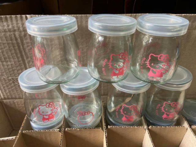 Bộ 12 hủ yaout 100ml in hình mèo kitty siêu xinh | BigBuy360 - bigbuy360.vn