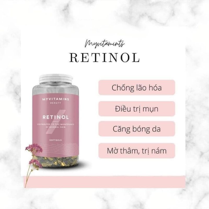 Viên uống Retinol Myvitamins UK 30 viên và 90 viên,giảm lão hóa giúp đẹp da