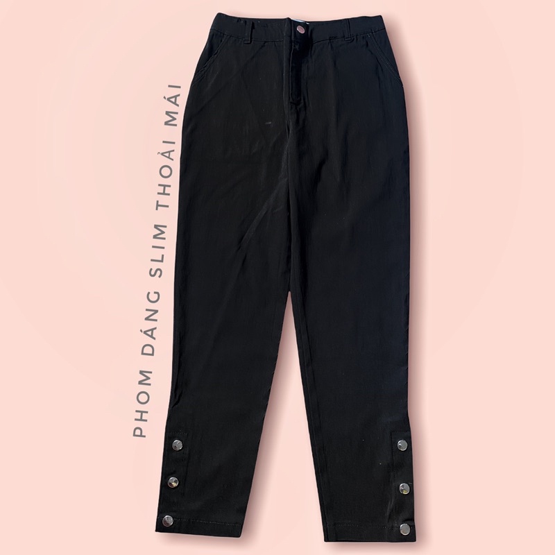 Loose Pants Side Snap Button - Quần kaki phom xuông phối nút