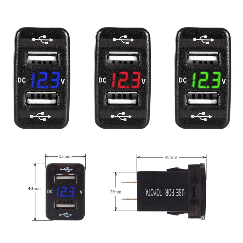 Tẩu Sạc Hai Cổng USB 40x23mm 12V Có Đèn LED Chuyên Dụng Cho Xe Hơi
