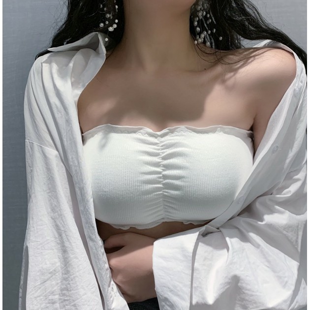 Bra gân cotton cài sau bèo nhún xinh xắn