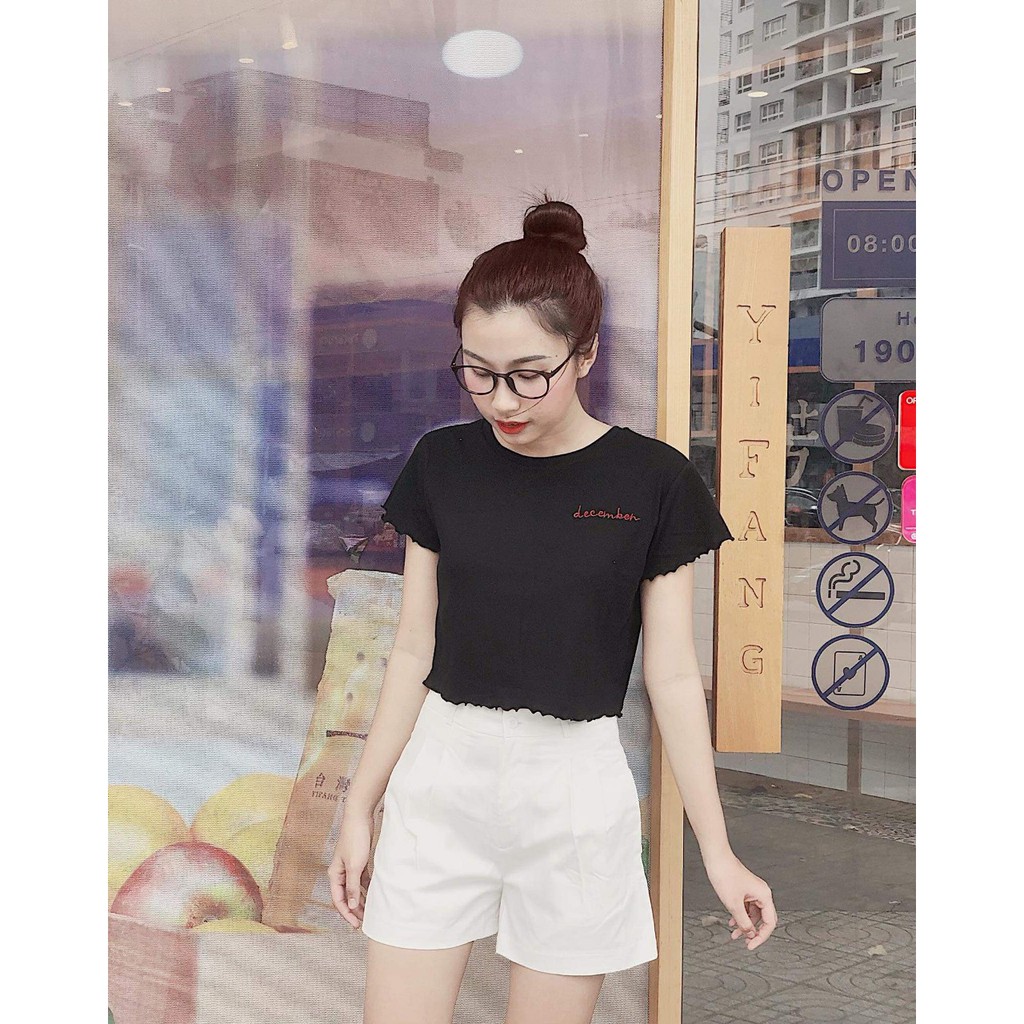 Có Video| Áo Croptop Thêu december