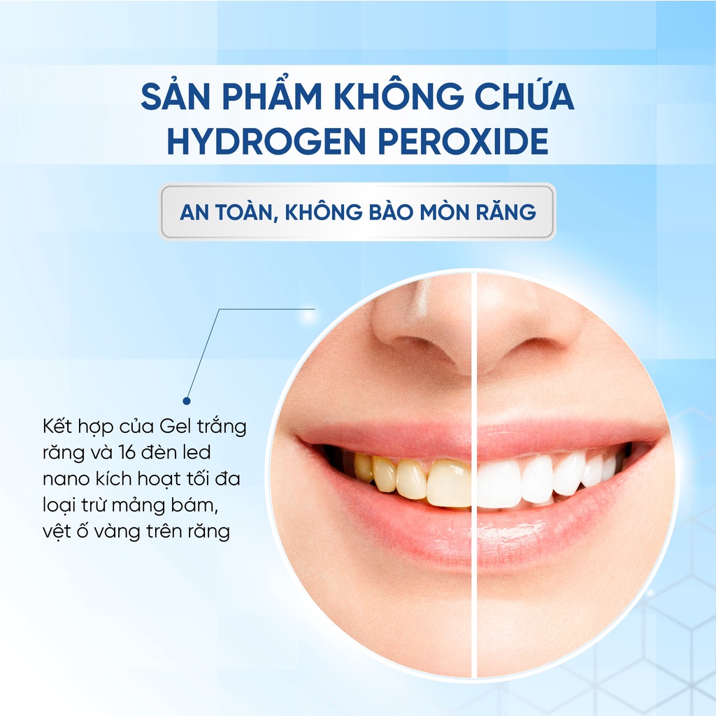 Máy làm trắng răng tại nhà SMILEKIT, Bộ kit làm trắng răng, hết ố vàng, không ê buốt, an toàn, công nghệ từ USA