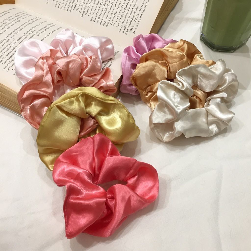 Scrunchies Bộ 52 Màu Vải Bóng Đa Phong Cách - Phần 1 Màu Pastel Nhẹ Nhàng