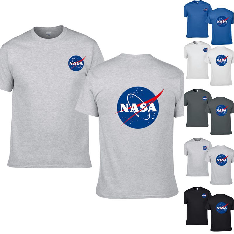 Áo Thun Cotton Ngắn Tay In Logo Nasa Phong Cách Retro Cho Nam