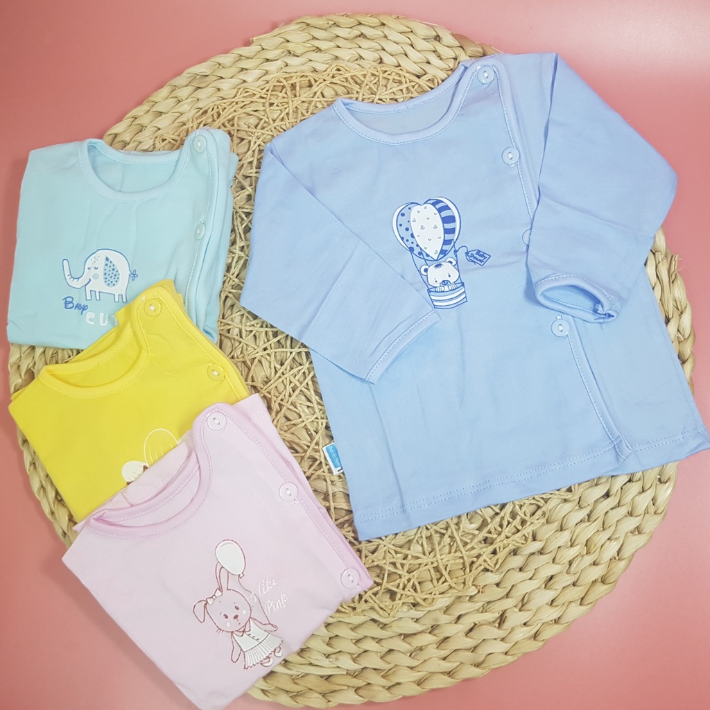 Áo Dài Tay Cotton Baby Color Màu Cho Bé Sơ Sinh (Cúc Cài Lệch) - Hàng Việt Nam