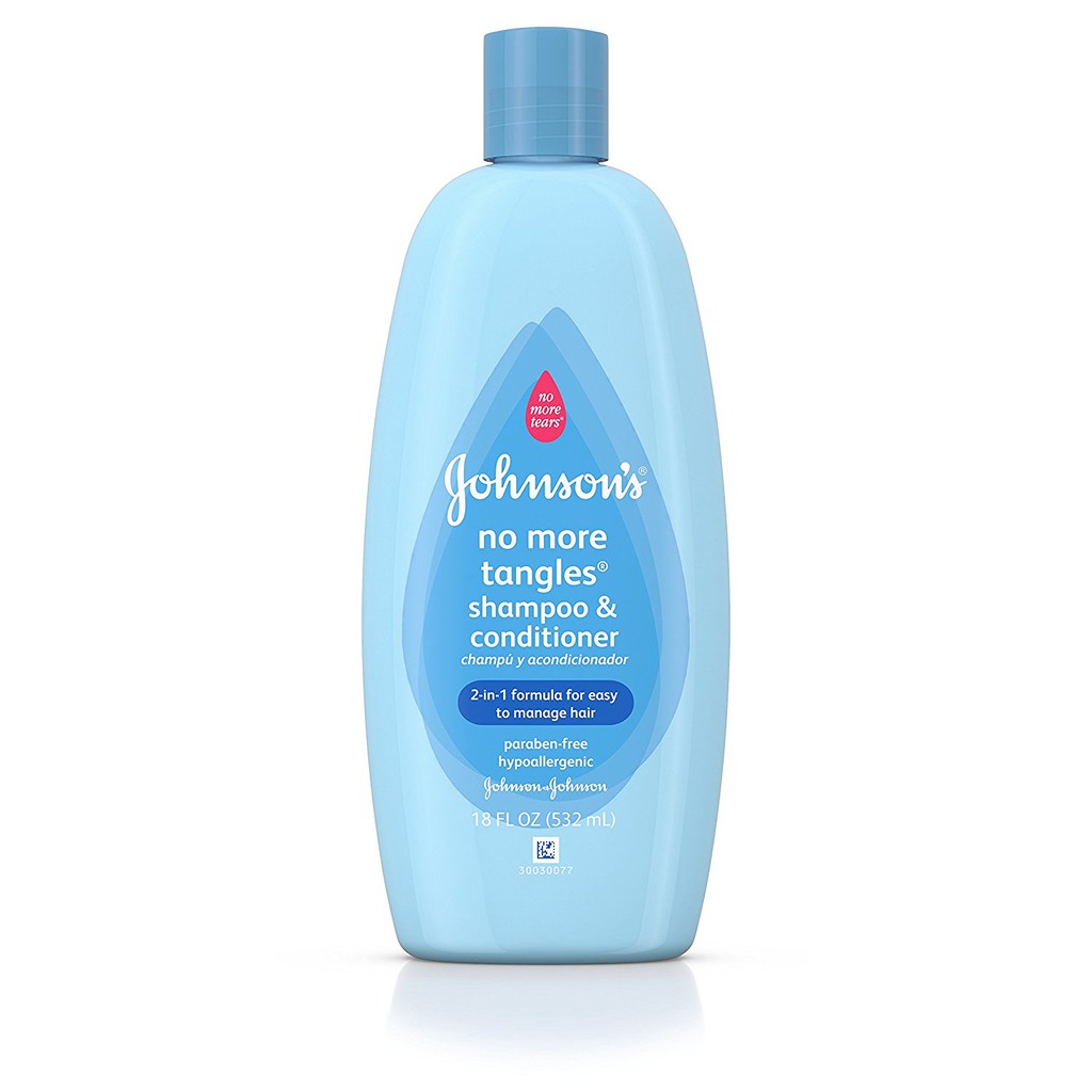 Dầu gội trẻ em giúp tóc không rối Johnson's No More Tangles Extra Conditioning Shampoo &amp; Detangler 532ml (Mỹ)