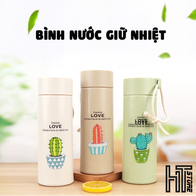 Bình Giữ Nhiệt SLIKY - Bình Nước Thuỷ Tinh Bọc Nhựa Bên Ngoài Chống Va Đập - Bình Cách Nhiệt Hình Sương Rồng