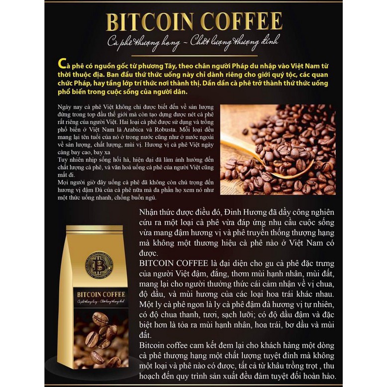 BItcoin coffee đen Vip 100Gr