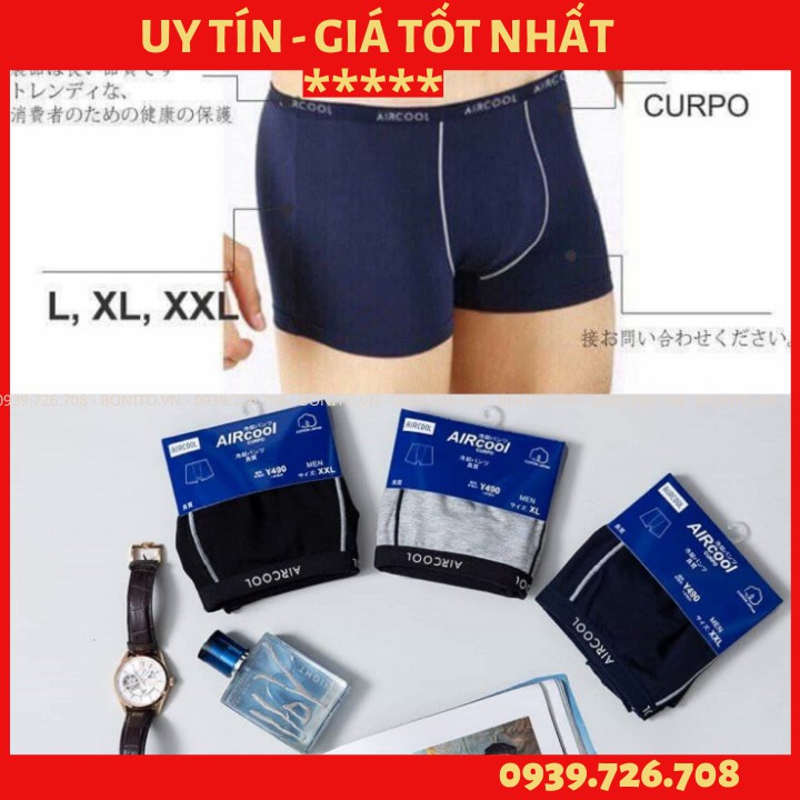 Quần lót nam ❤️FREESHIP ❤️Quần lót boxer nam chất cotton cao cấp AirCool hàng hiệu đẹp chuẩn xuất Nhật-MÀU xám đen xanh